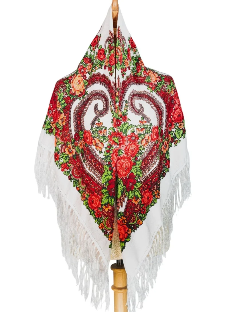 بيداني شال شعبي أبيض وذهبي